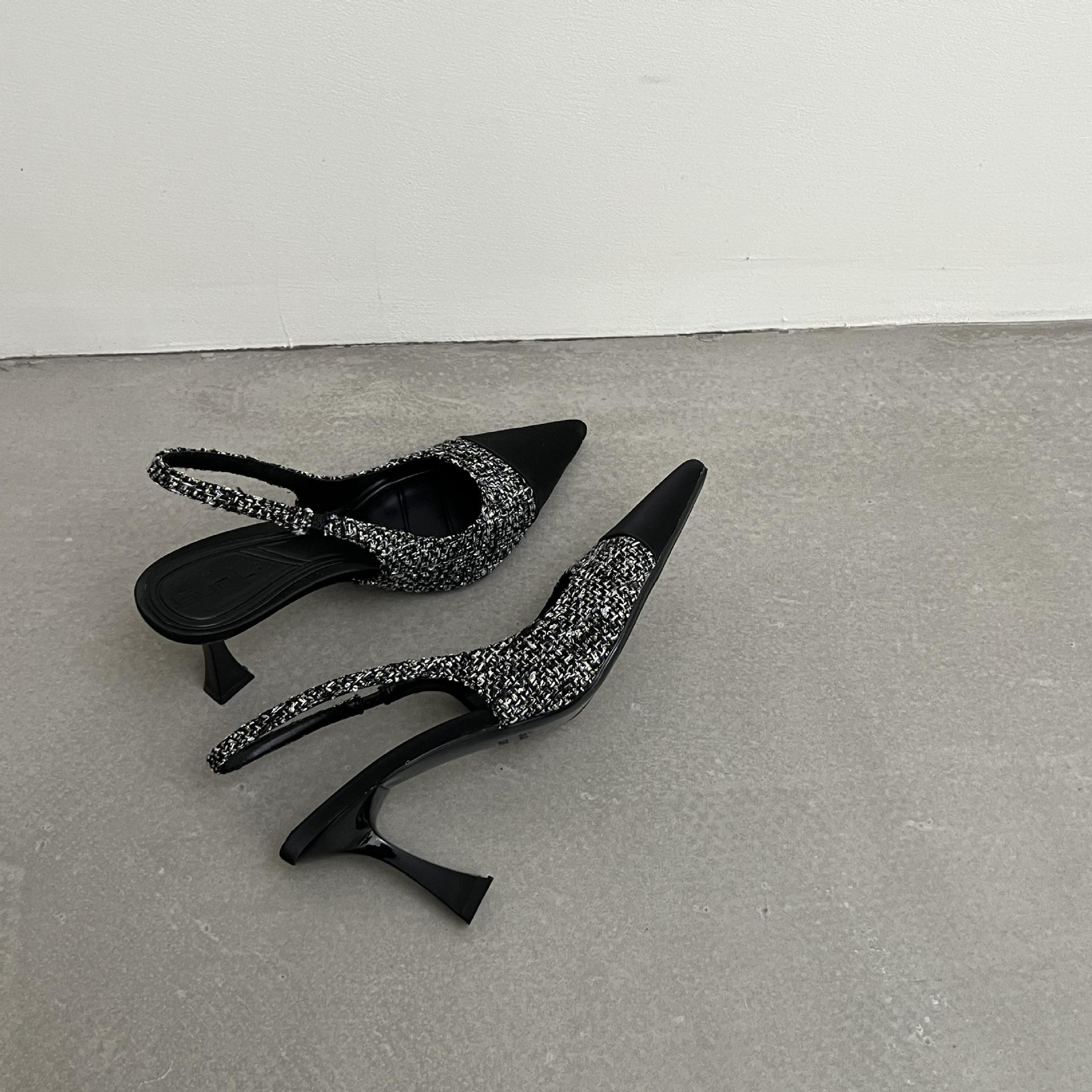 

New products in summer 2025~ pointed head bag head color matching single shoes with high heels and thin heels women s sandals 39 серый