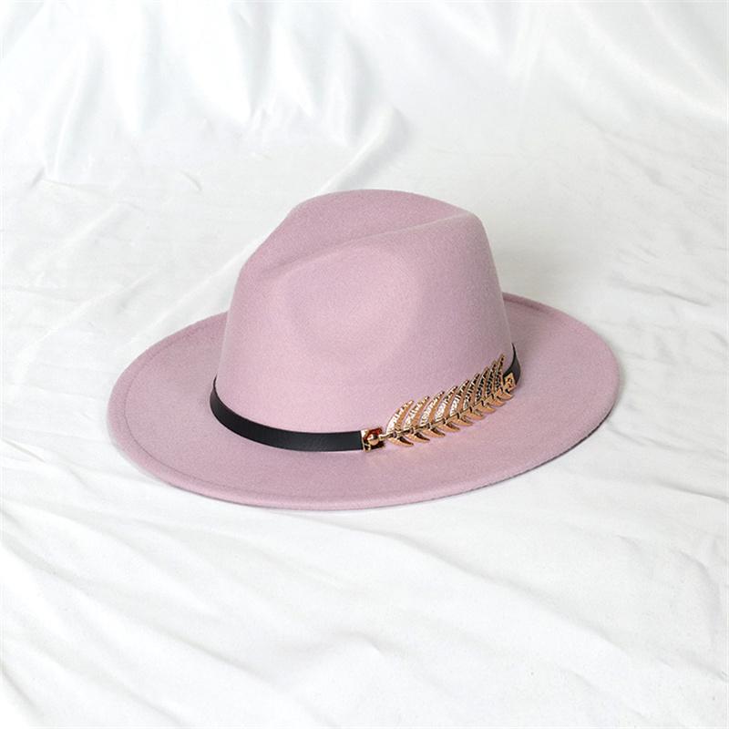 Fedora Men'S Fedora Neutral Wide Brim Jazz Hat Feather Belt Autumn And Winter British Vintage Panama Hat