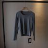 Bi Zheng 2025 Spring Korean Style Slim Fit Women's Long Sleeve Solid Color T-shirt (Model 3306)