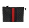 [Pre-Owned] Signature Logo Stripe Web Zipper Canvas Clutch - Very Good #1B14YOT