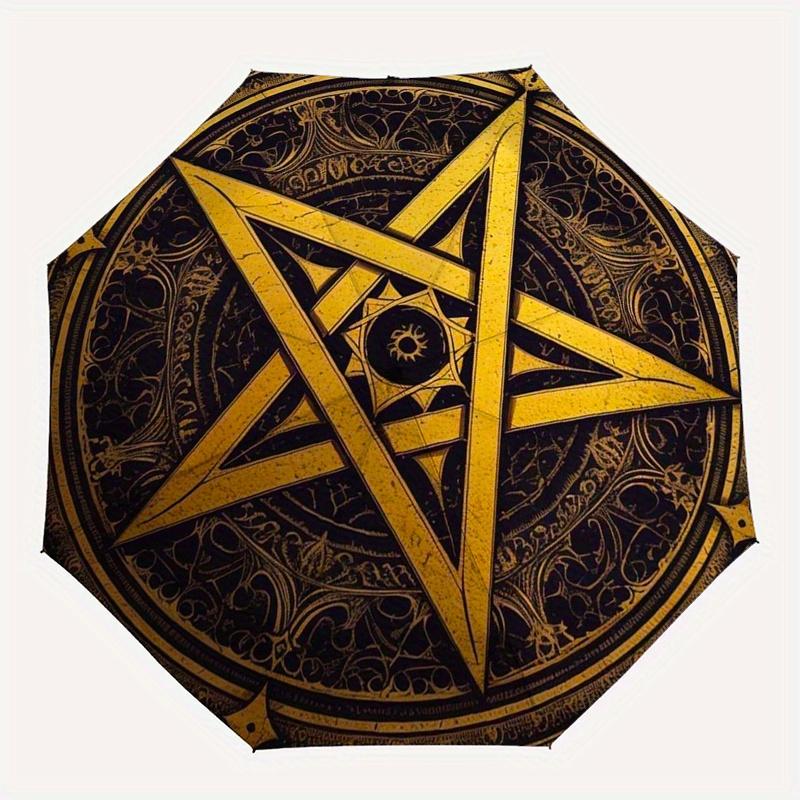 Golden Pentagram Wall Decor: Mystic Symbol Art for Your SpaceUmbrella, Portable 3-Fold Umbrella for Men & Women,Christmas Gift ES146