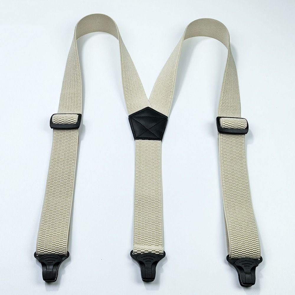 3.8cm Wide Work Suspenders with 3 Gripper Clasps Elastic Pants Braces  Business