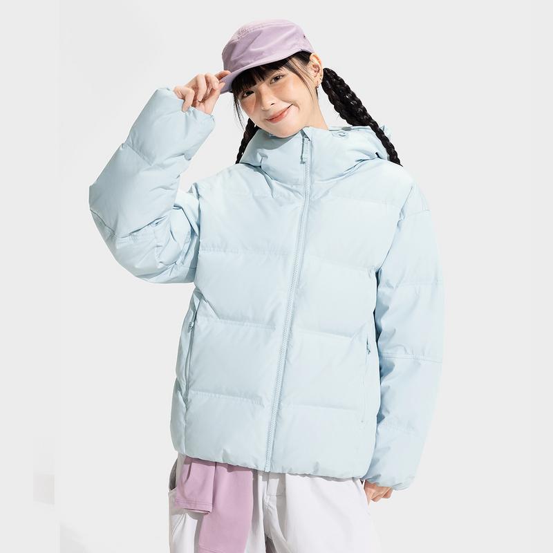 Li Ning CF Su Series White Windproof Moisture Wicking Water Resistant Loose Duck Down Short Jacket Unisex Jacket Frost-Blue AYMV157-6