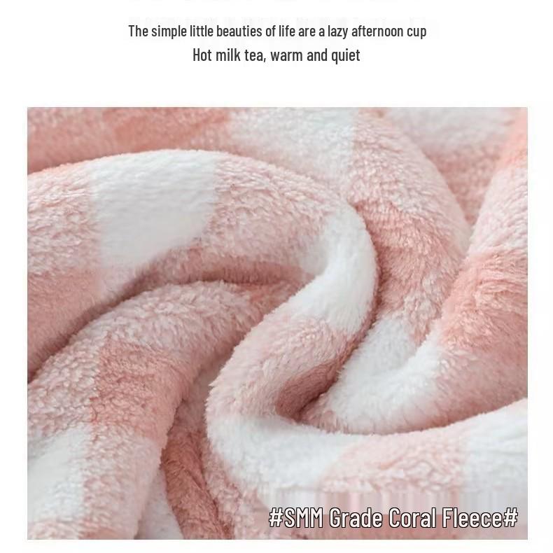 Farbblock-Karo-Handtuchset aus Korallenfleece - Hoch saugfähig, fusselt nicht, weiche Kante Gesichtshandtücher