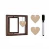 Rotating Floating Wood Picture Frame Double Sided Display Tabletop Photo Frame with Personalizing Heart Pendant Gift