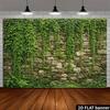 Natural Rustic Cobblestone Wall Lush Greenery Photo Background