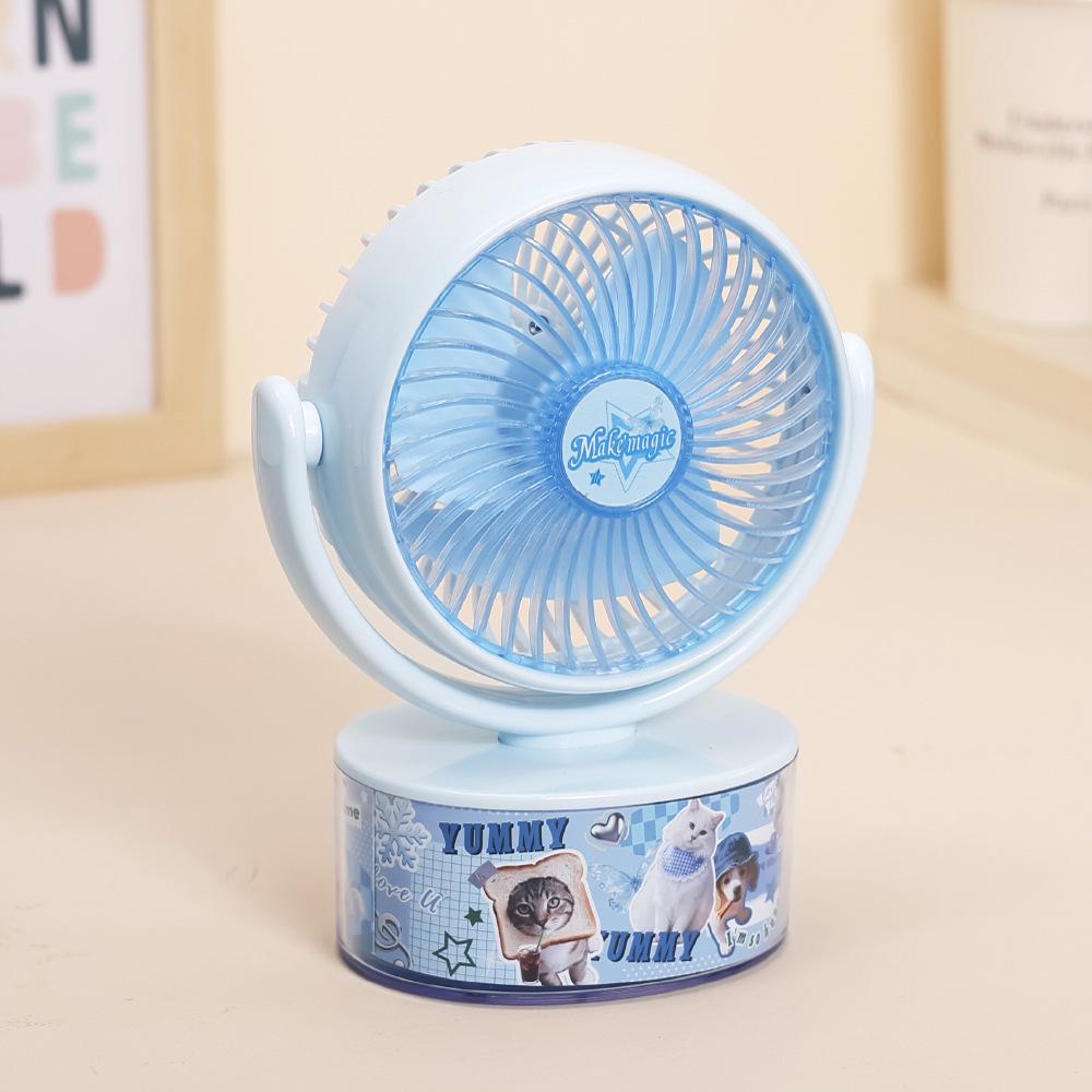Portable USB-Charged Quiet Cartoon Fan for Desktop, Dorm, or Baby Room 130x76x173mm