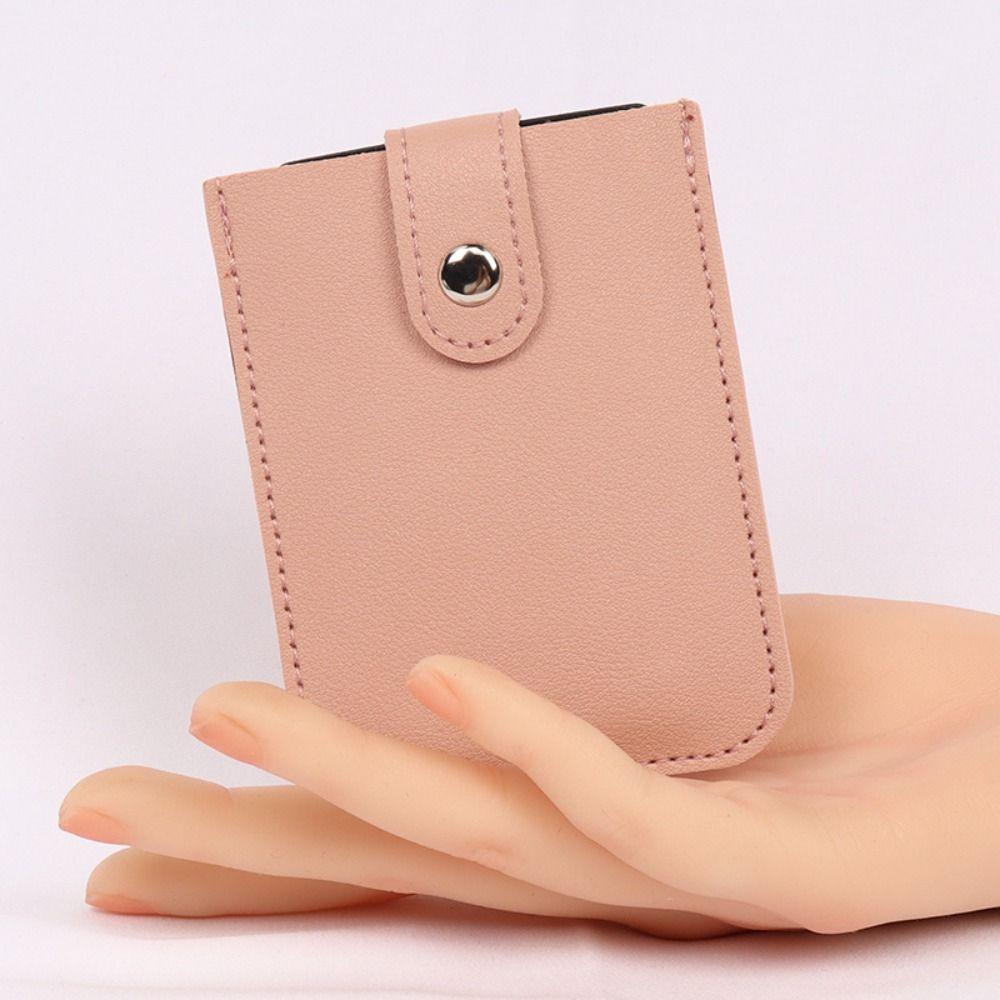 Laminated Concealed Pull-out Business Card Case 5 Card Pockets PU Leather Slim ID Card Holder Men Women Mini Wallets