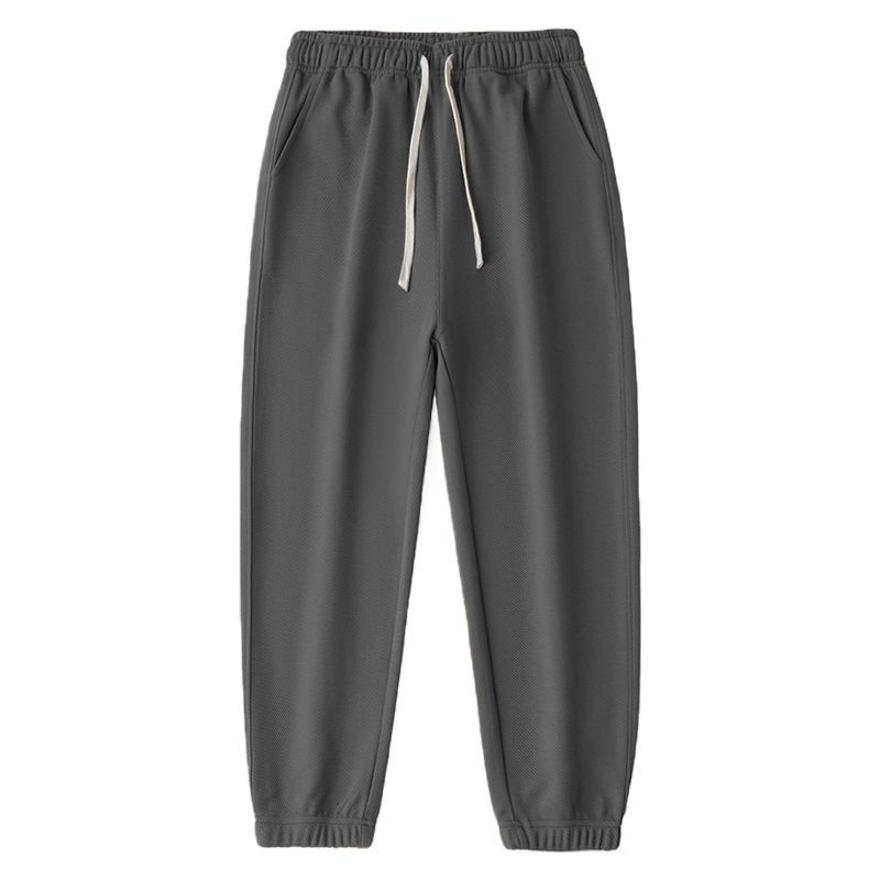 Texture Sensitive, Slightly Elastic Diagonal Closure Men's Pants, Solid Color, Simple, Extra Loose, High Waisted and Ankle Tied