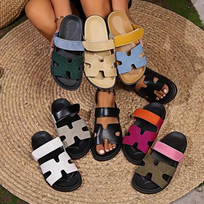 Letnie Nowe Style, Sandały na Grubej Podeszwie, Rzepy, Color Blocking, Odzież Wierzchnia, Codzienne, Damskie Buty