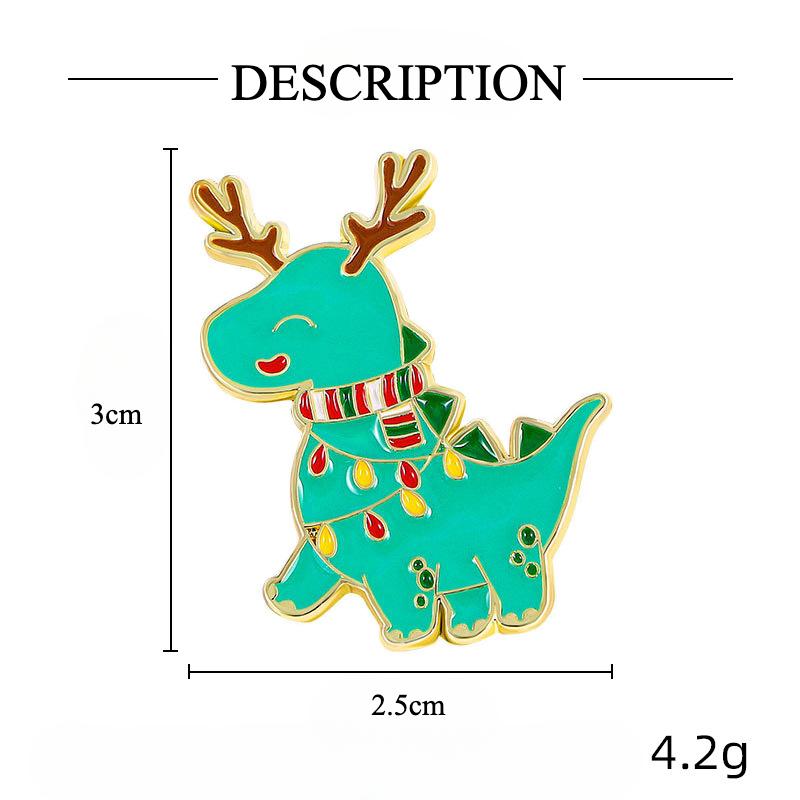 Broșă cu insignă din desene animate din seria de Crăciun cu design creativ, dinozaur, dragon zburător, insignă drăguță de elan