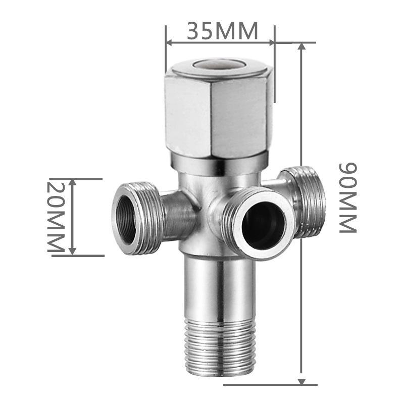 304 Stainless Steel Triangle Valve, One Inlet Two Outlet Water Heater Switch, Three-Way Toilet Stop Valve