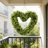 Artificial Heart Wreath Fake Green Plant Decor for Wall Door Window Indoor Outdoor Use No Care Required Realistic Hanging Greenery
