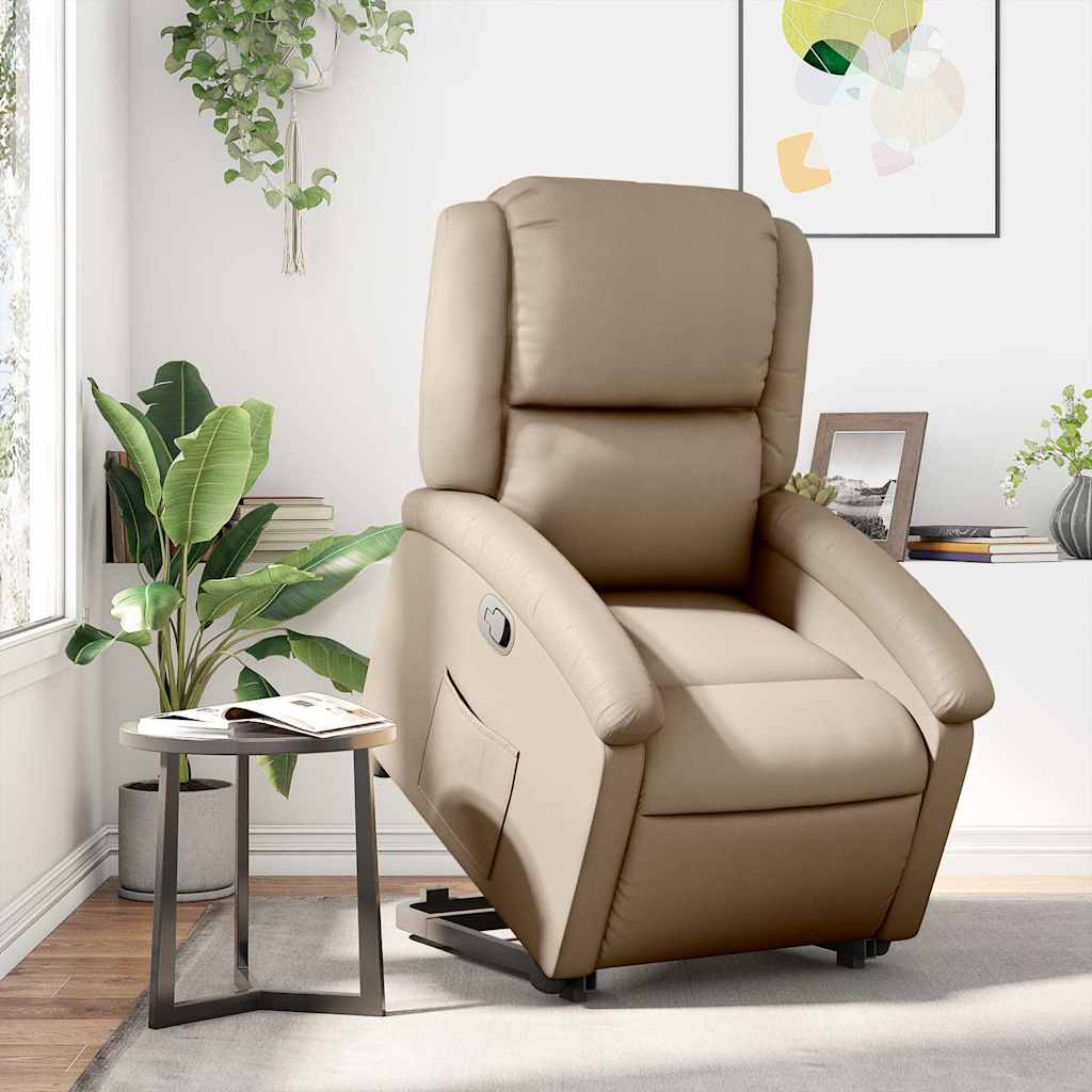 Recliner Chair with Lift Assistance Cappuccino Faux Leather