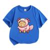 Kids Boys Girls 100% Cotton Crew Neck Short Sleeve T-Shirt, Cute Capybara In Axolotl Costume Printed Casual Soft Breathable Summer Tee For Children Da