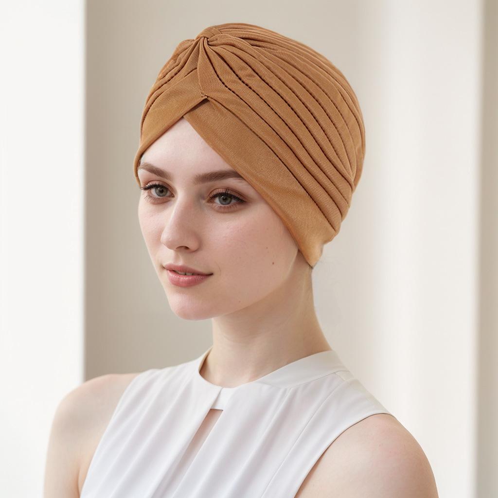 European & American Pleated Hijab and Watermelon Turban
