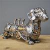 Dachshund Statue and Carved Sculpture Mechanical Punk Style Dachshund Statue Animal Statue Steampunk Modern Home Decor Resin Statue for Coffee Table,