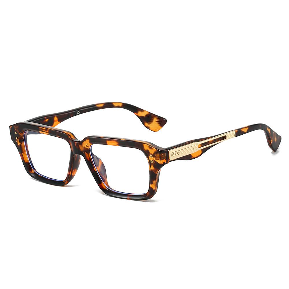 

Модные ретро квадратные очки с блокировкой синего света, дизайнерский бренд, заклепки, роскошная оправа очков против синего света, лондонский стиль леопардовый