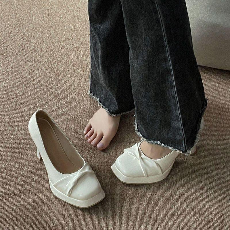 

Туфли на каблуке женские новые сексуальные на толстом каблуке темпераментные нишевые водонепроницаемые туфли на платформе универсальные Мэри Джейн 42