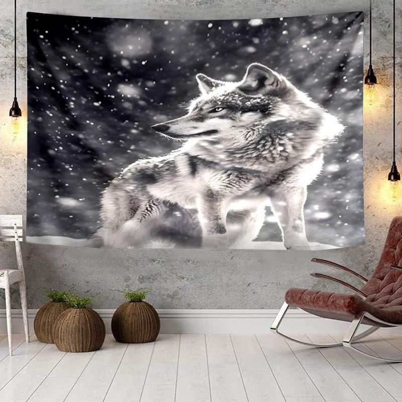 Wolf In The Garden Tapestry Room Decoration Wall Hanging for Living Room Bedroom, Dormitory, Birthday and Christmas Gifts