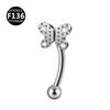 New Styles Best Selling F136 Titanium Zircon Butterfly Gold Inlaid Eyebrow Nail Screw Ball Fashion Body Jewelry