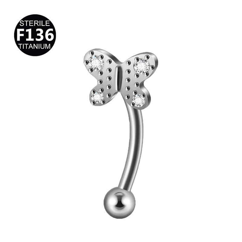 New Styles Best Selling F136 Titanium Zircon Butterfly Gold Inlaid Eyebrow Nail Screw Ball Fashion Body Jewelry