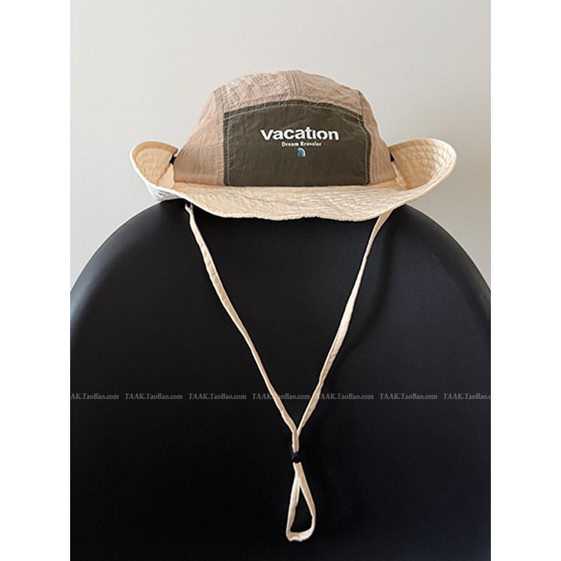 Korean Lightweight Quick Dry Color Block Bucket Hat Women Outdoor Mountaineering Travel UV Protection Face Small Sun Hat