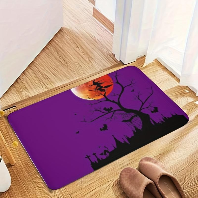 1PC Halloween Bats Kitchen Rug Non-Slip Door Mat Pop Design Bathroom Rug Bath Mat Carpet for Home Sink Laundry Decor