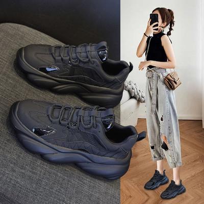 Spring New Black Platform Dad Shoes Women's Spring Fashion All-Matching Casual Sneaker