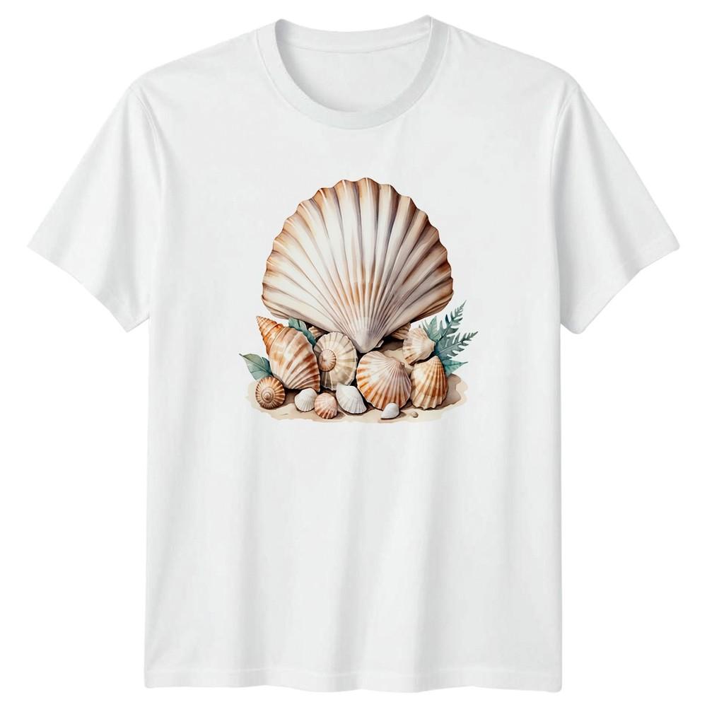 Seashells Ocean Nature Watercolor Unisex Unisex Graphic T Shirt Beach Coastal Tee S