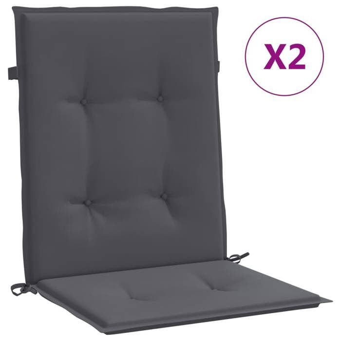 VidaXL Garden Chair Cushions Low Back Set of 2 Anthracite 47548