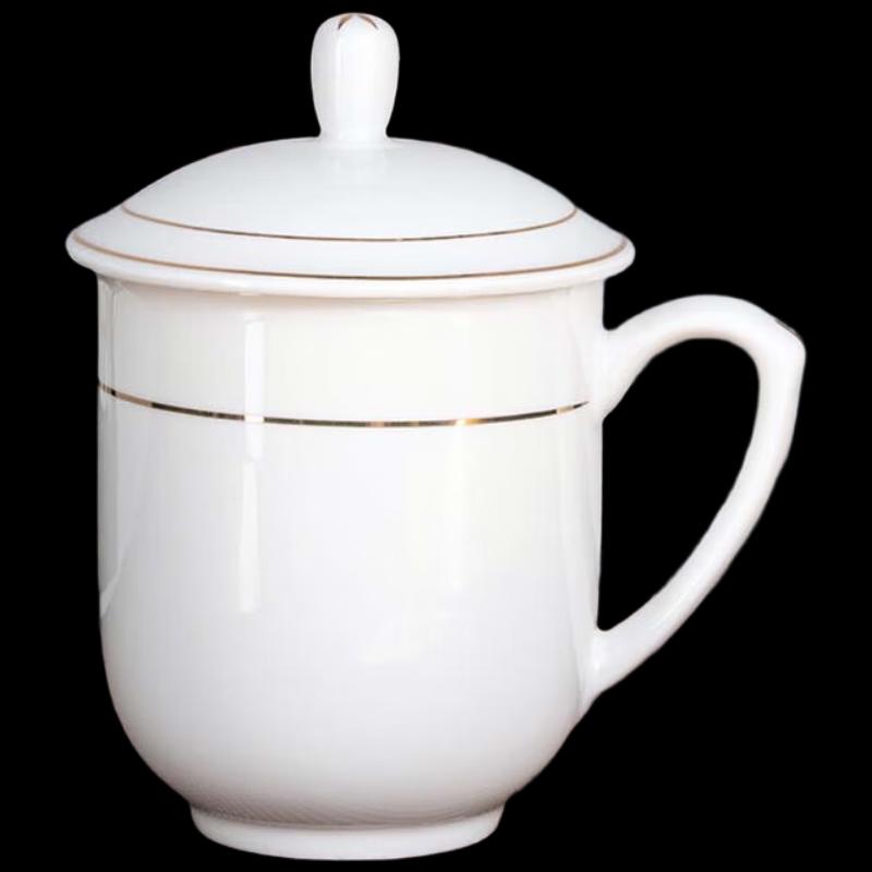 

JINZAO Gold Rim Ceramic Lidded Teacup