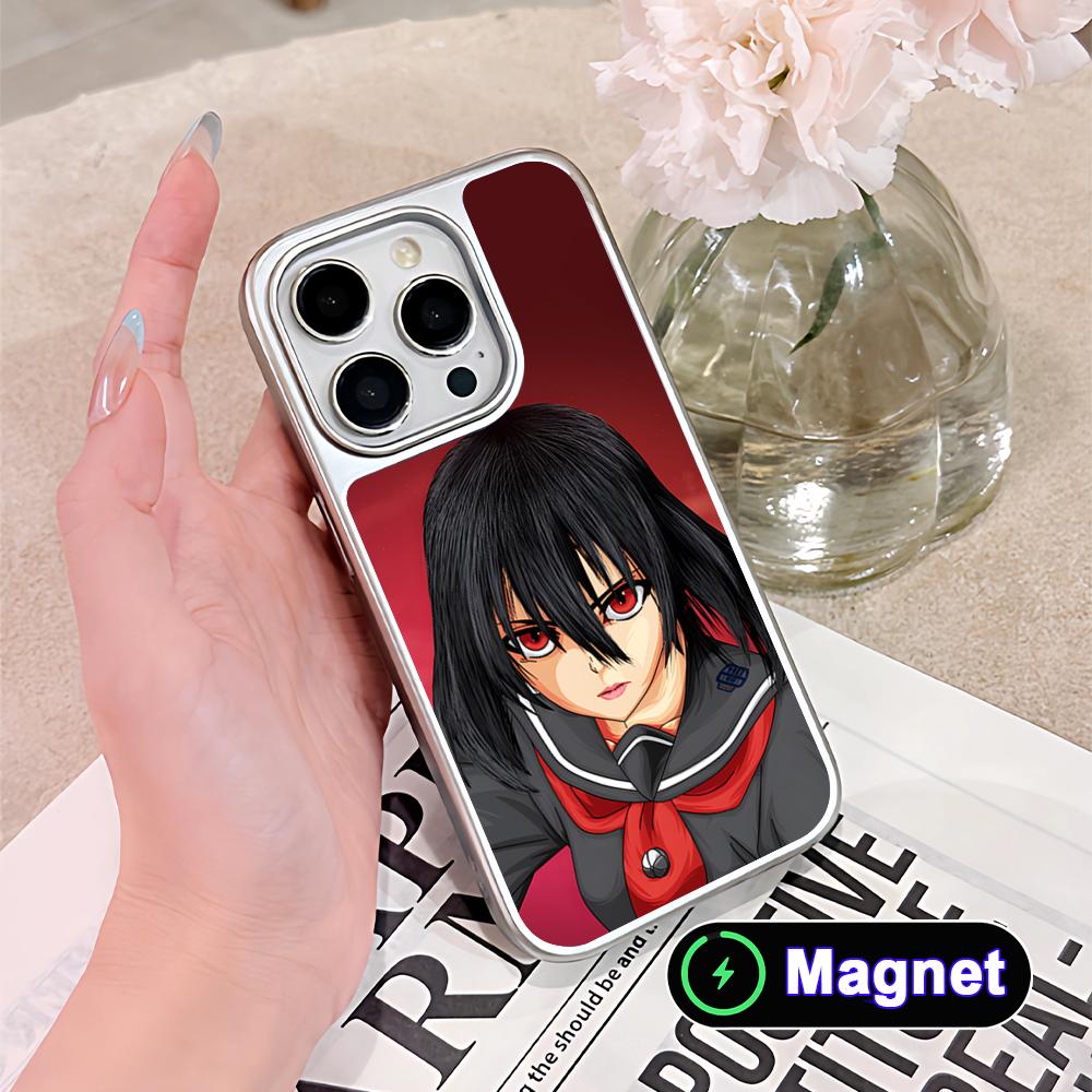 Akame Kurome Silver Plating Magsafe Mobile Phone Case for iPhone 17 16 15 14 13 12 11 Air Pro Max Plus Colorful Cover