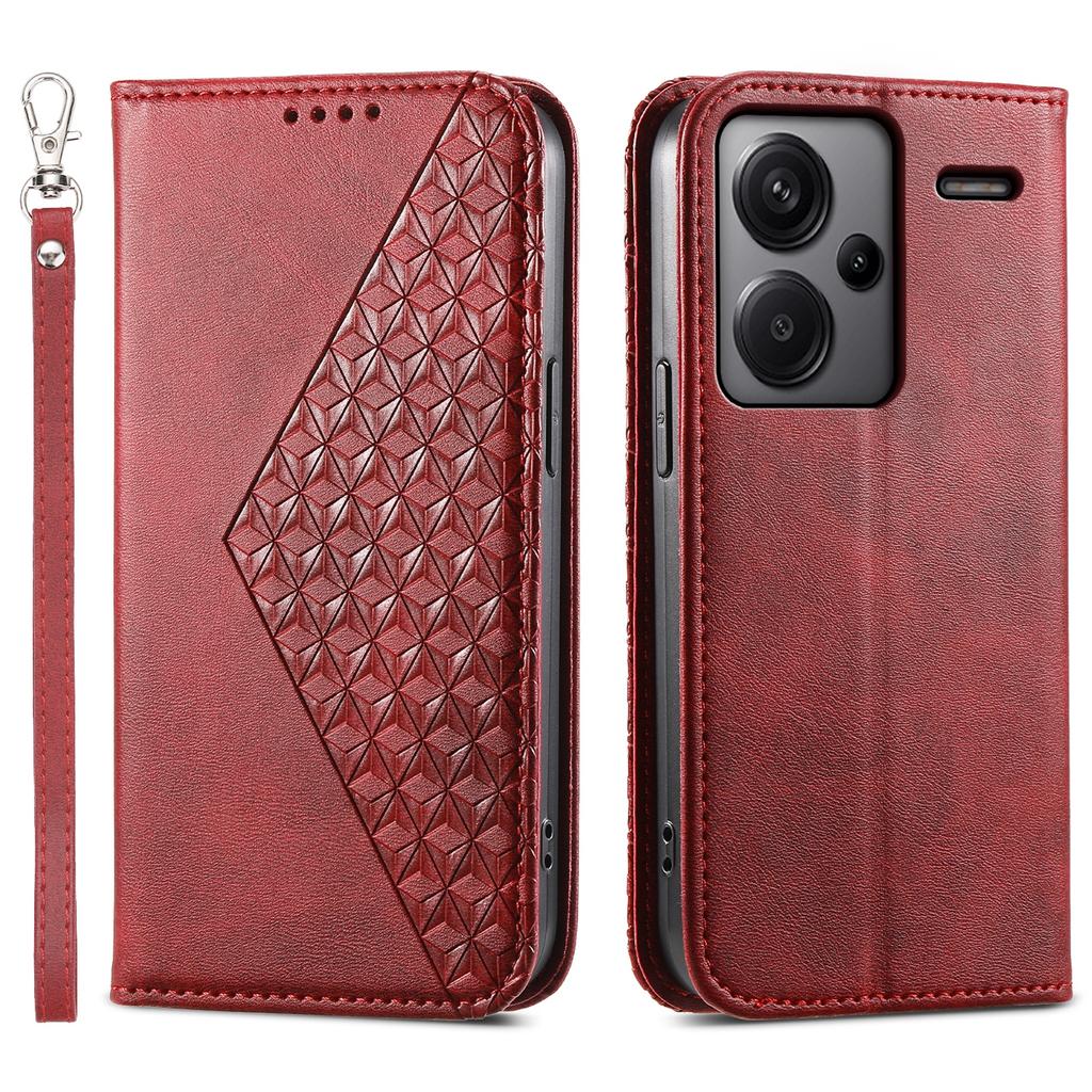 For Xiaomi Redmi Note 13 Pro+ 5G Leather Case Wallet Flip Cover Rhombus Pattern
