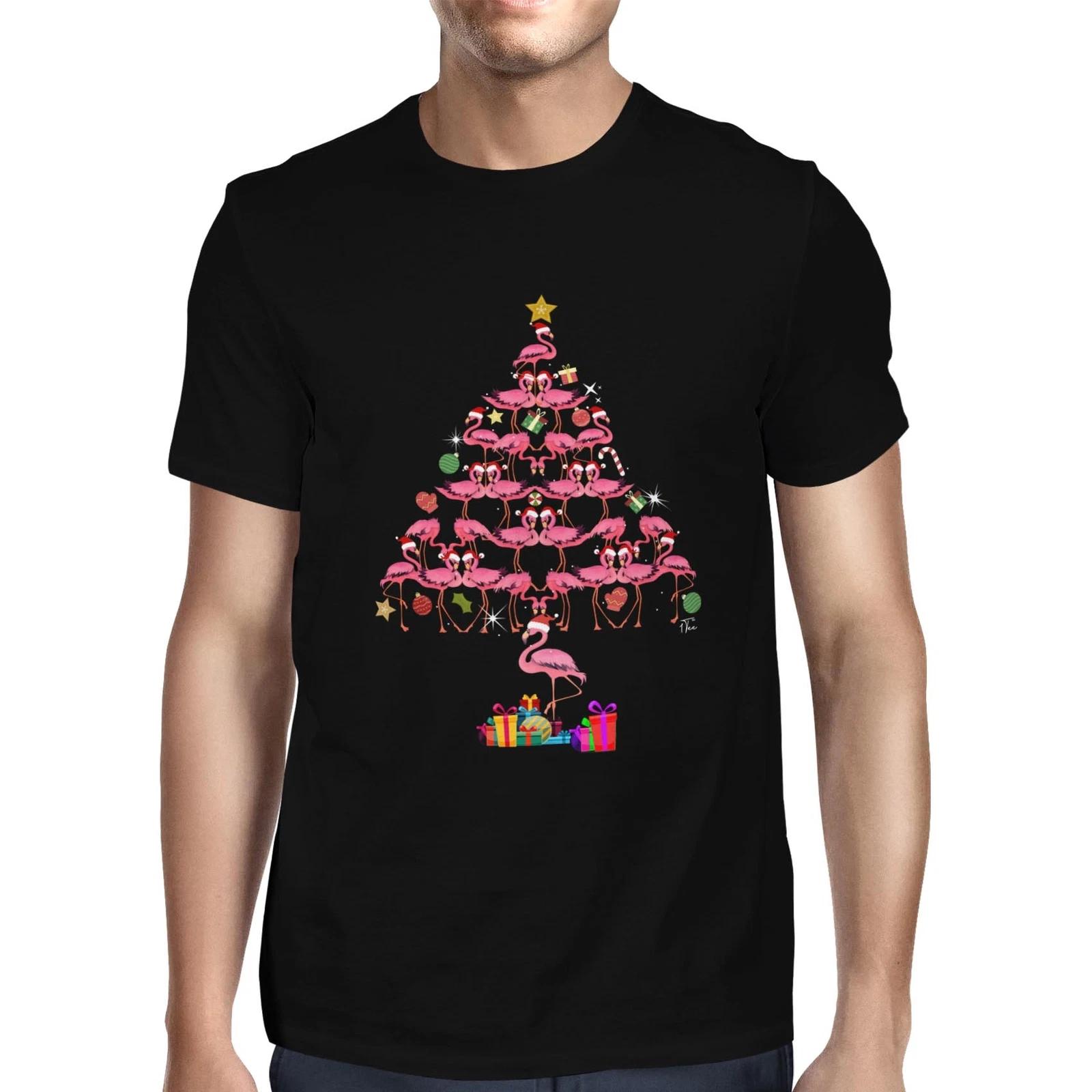 1Tee Mens Flamingo Tree - Christmas Tree Made of Flamingos T-Shirt XXXXL