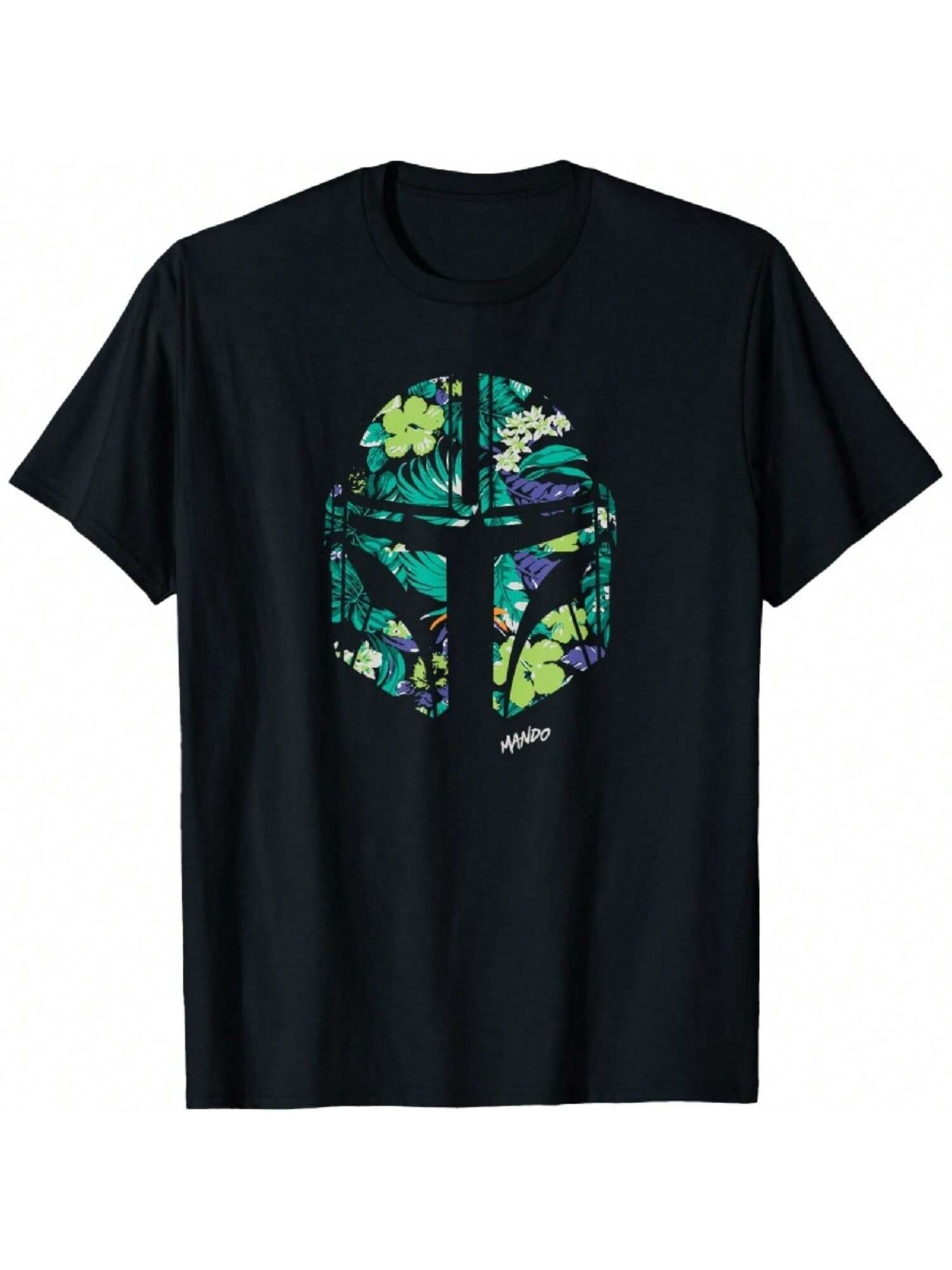 The Mandalorian Mando Tropical Print Helmet T-Shirt S