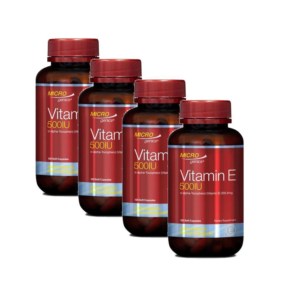 Microgenics Vitamin E 500 IU Capsules 120 Tablets (4 pcs)