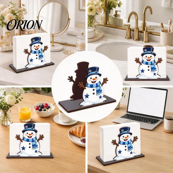 Vertical Tissue Holder Christmas Snowman Napkin for Table, Wooden Standing Winter Dispenser, Holiday Paper Towel Stand Kitchen Dining Table Farmhouse