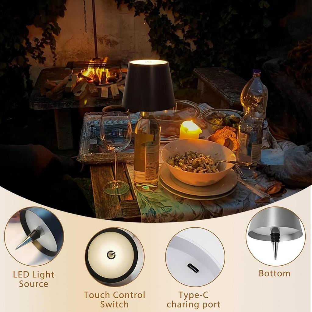 Wireless Touch Control Bottle Table Lamp Reading Usb Rechargeable Adjustable Brightness White Wine Lights Mini Night Light Lamps