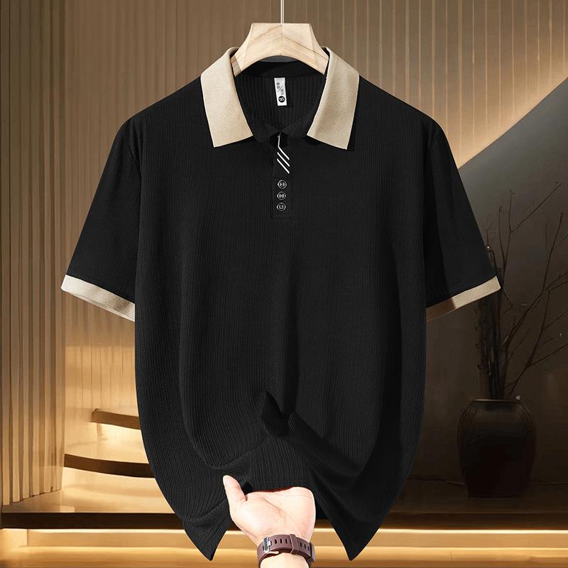 Abbigliamento da uomo taglie forti Extra Large Vestibilità ampia Versatile Manica corta Business Casual T-shirt Polo per uomini robusti e alti