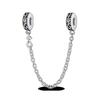 Silver Clasp 925 Silver CZ Pave Clip Charms Daisy Beads Stopper Safety Chain Fit Original Bangle Bracelet Jewelry Clip