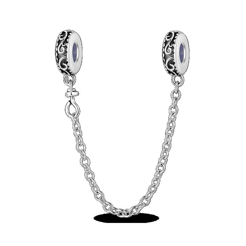 Silver Clasp 925 Silver CZ Pave Clip Charms Daisy Beads Stopper Safety Chain Fit Original Bangle Bracelet Jewelry Clip