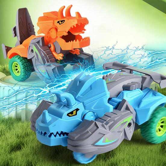 Dinosaur Toy Car Lovely Cartoon Tricerosaurus Battery Free Inertia Drive Forward Vehicle Toy Funny Dinosaur Transforming Children Toy Car