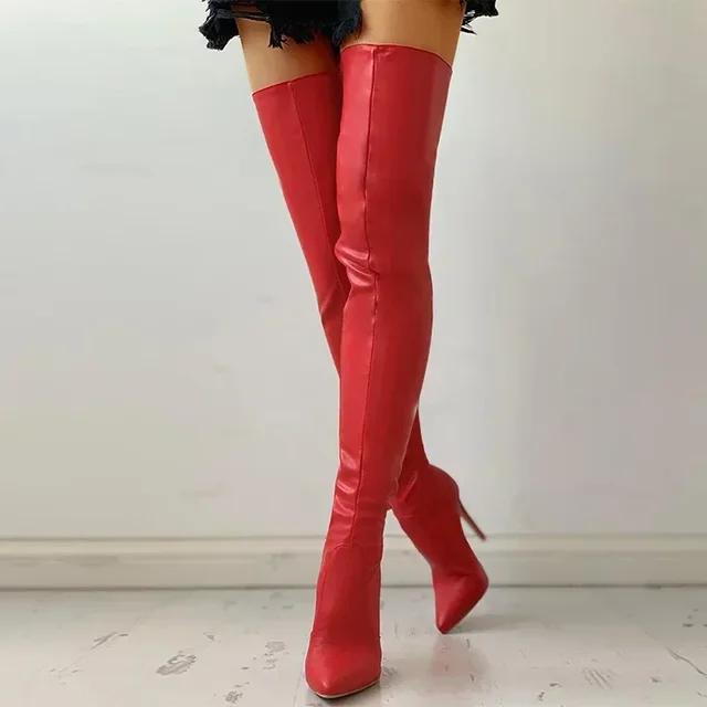 2025 New Slim High Heels, Ultra High Heels, Nightclub Party High Heels, Women's Slim Fit Elastic Knee High Boots, Shoes 43
