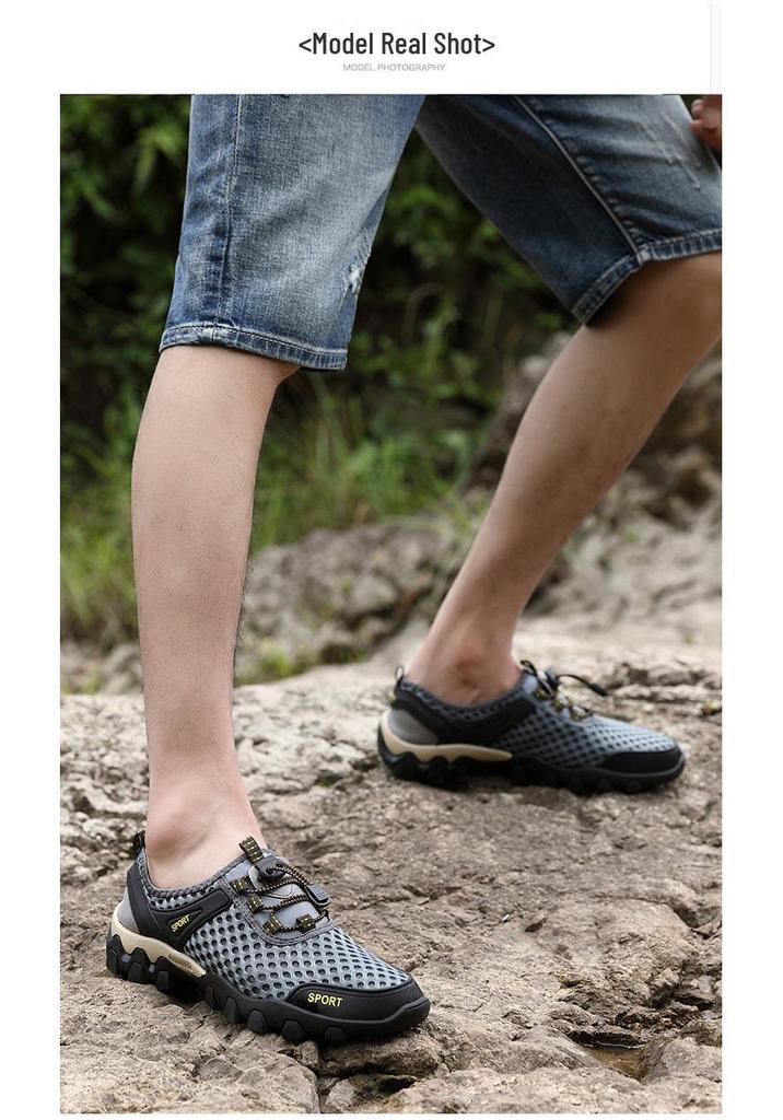 Men's Lightweight Breathable Summer Outdoor Mesh Water Shoes for Mountaineering