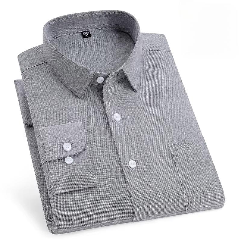 New In Shirt Over Size Long-sleeve Shirts for Men Slim Fit Formal Plain Shirt Soft Comfortable Striped Plaid Office Full Clothes