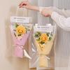 Knitted Flower Bouquet Crochet Rose Flowers Hugging Bucket New Year Gifts Living Room Desk Decoration Mother's Day Gift