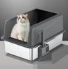 Top Entry Stainless Steel Cat Litter Box Extra Large With High Sides Leak Proof Detachable Easy Clean Pet Toilet Cross Border