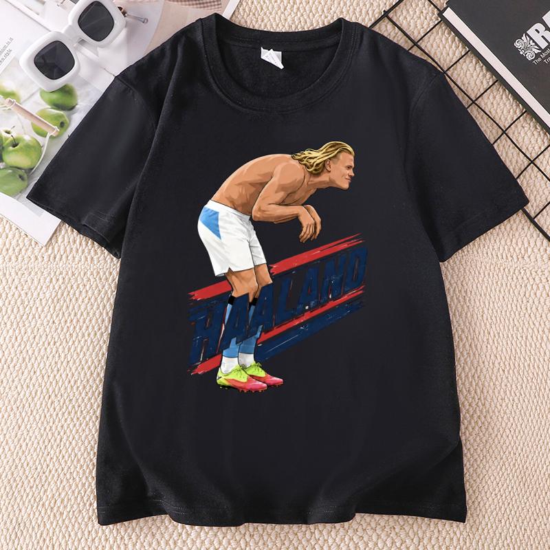 Norway Erling Haaland Tshirt Funny Football Meme TShirts Cotton Crewneck Short Sleeve T Shirt Unisex Unisex Y2k Popular Tees