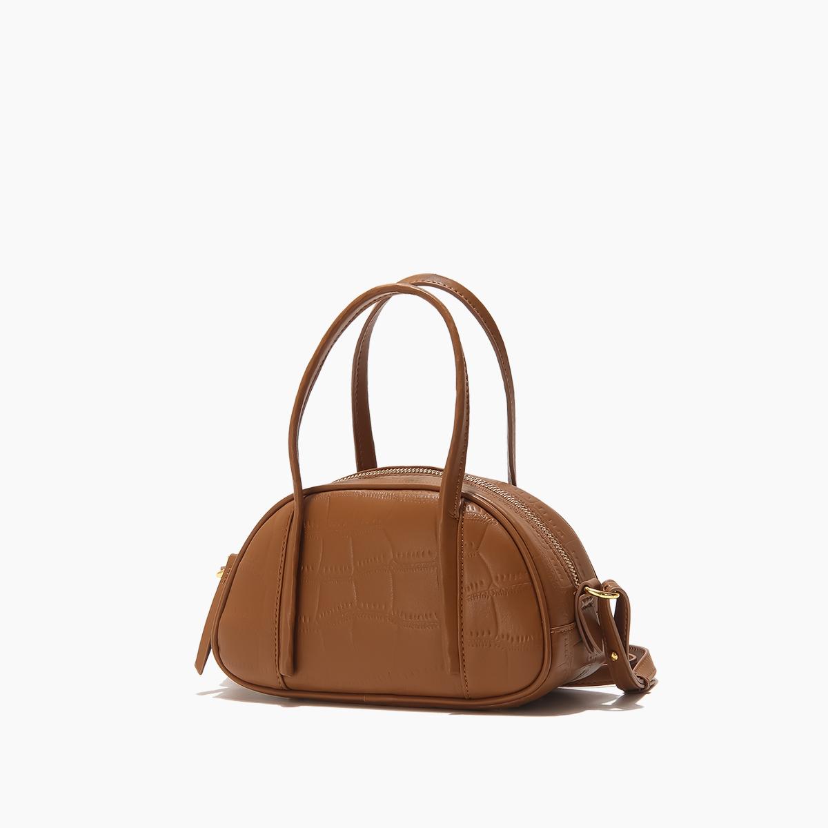 

Сумки-полумесяцы женские кожаные сумки на плечо с узором из камня, застежка-молния, декор из заклепок, женские сумки (20cm<Max Length<30cm) светло-коричневого